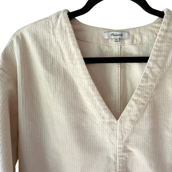 MADEWELL | NWOT WAFFLE-KNIT COTTON V-NECK TOP LONG SLEEVES | EXTRA SMALL - Picture 3 of 10